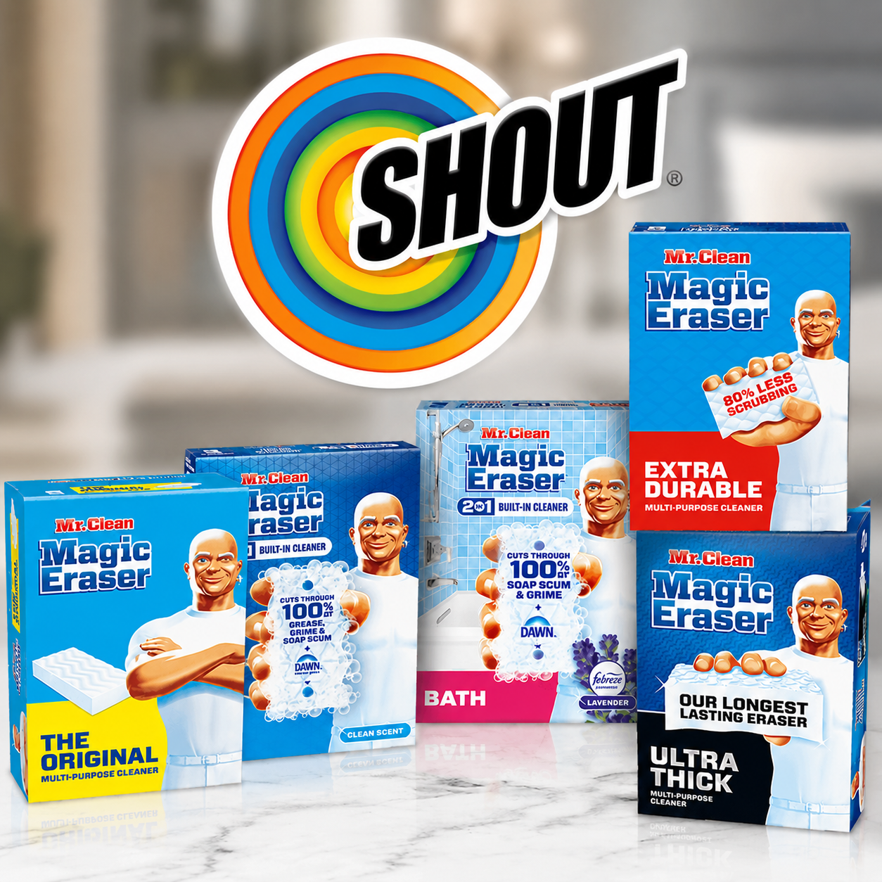 Productos Downy, Shout , Mr.Clean & más