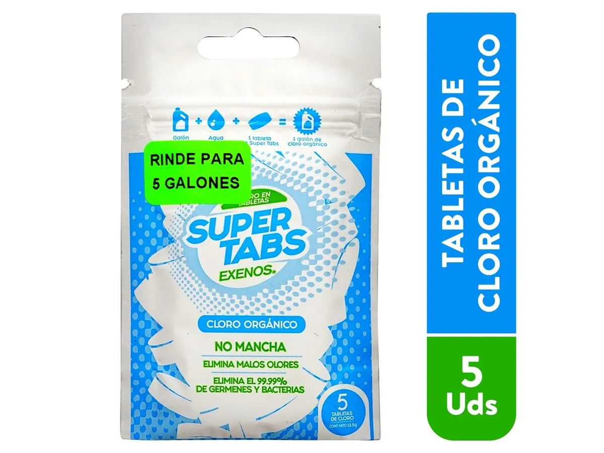 Cloro en Tabletas exenos cloro orgánico (5 pcs)  Super Tabs