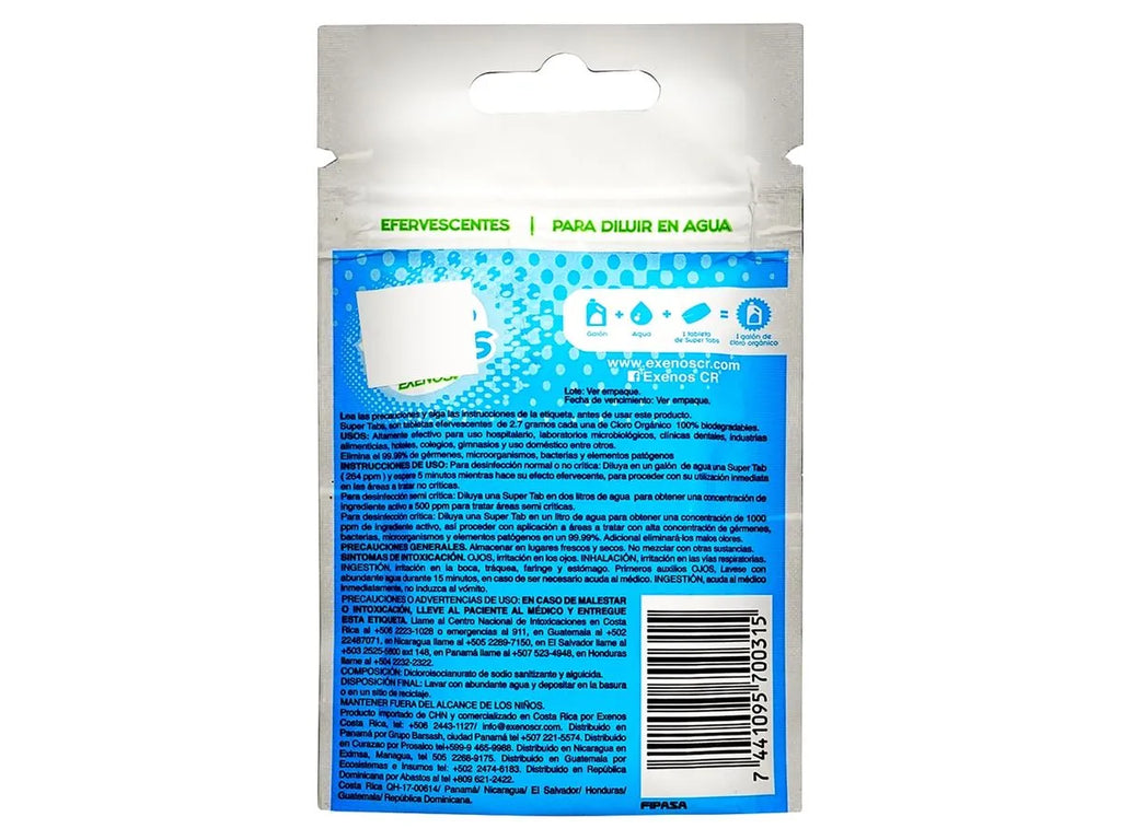 Cloro en Tabletas exenos cloro orgánico (5 pcs)  Super Tabs