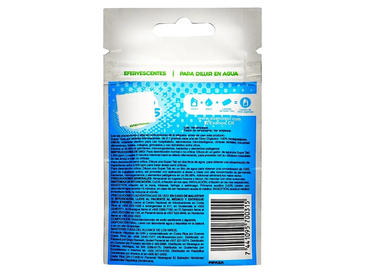 Cloro en Tabletas exenos cloro orgánico (5 pcs)  Super Tabs