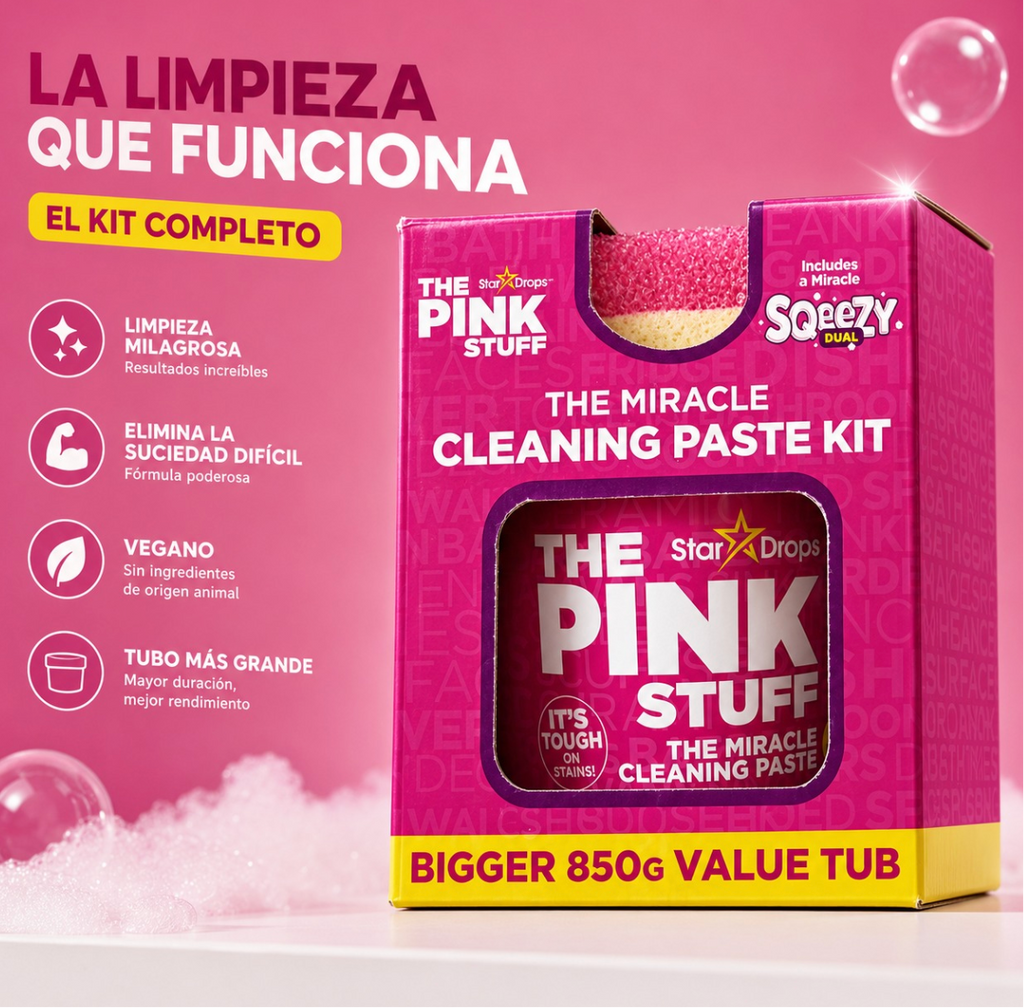 Kit Pasta de Limpieza + esponja Pink Stuff  850g