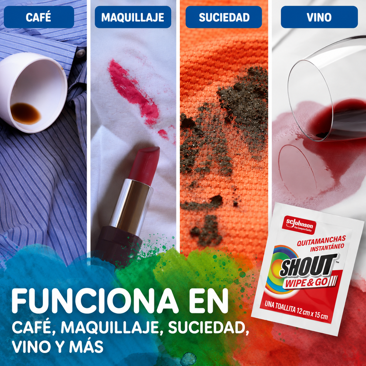 Removedor de manchas para ropa sucia (12pcs) Shout