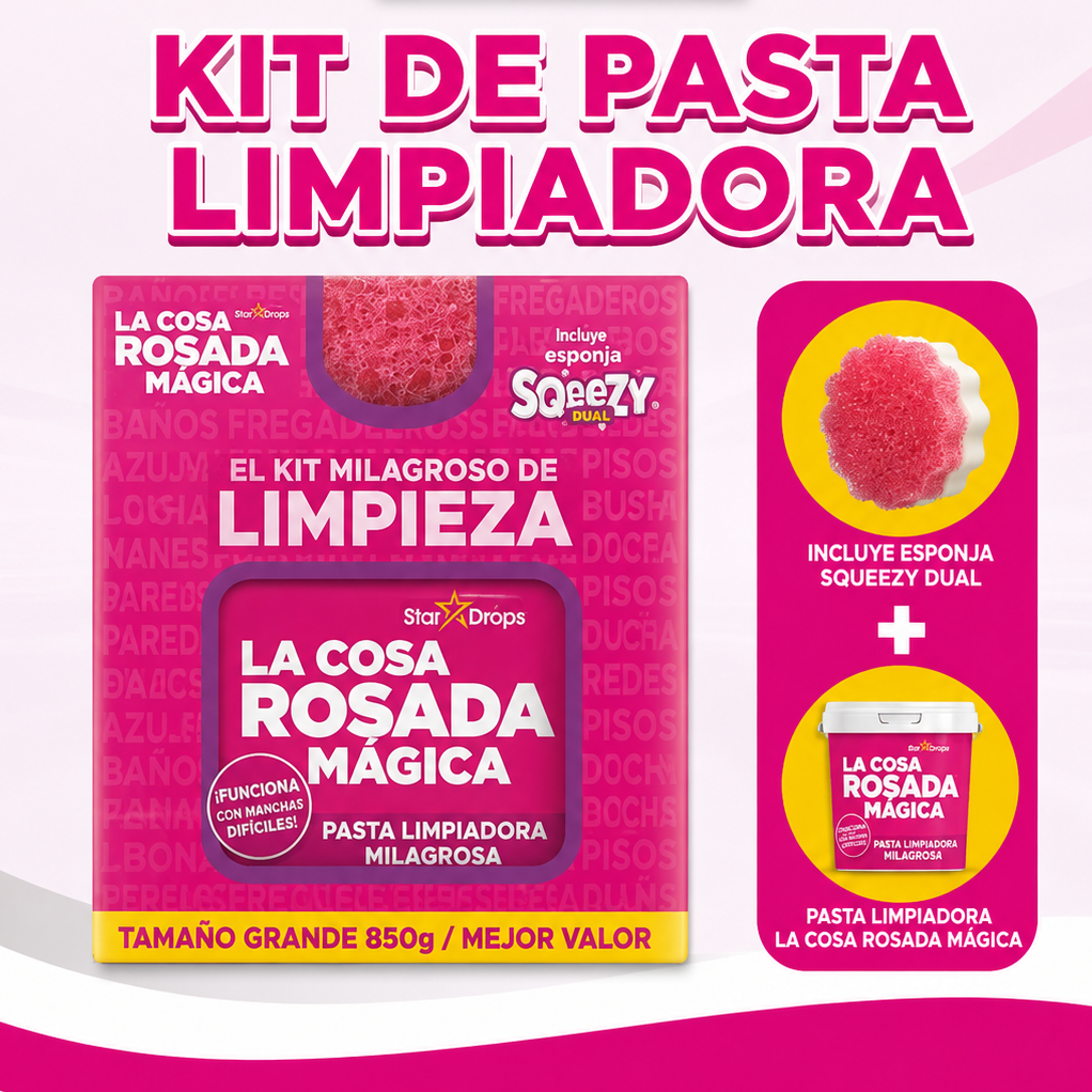Kit Pasta de Limpieza + esponja Pink Stuff  850g