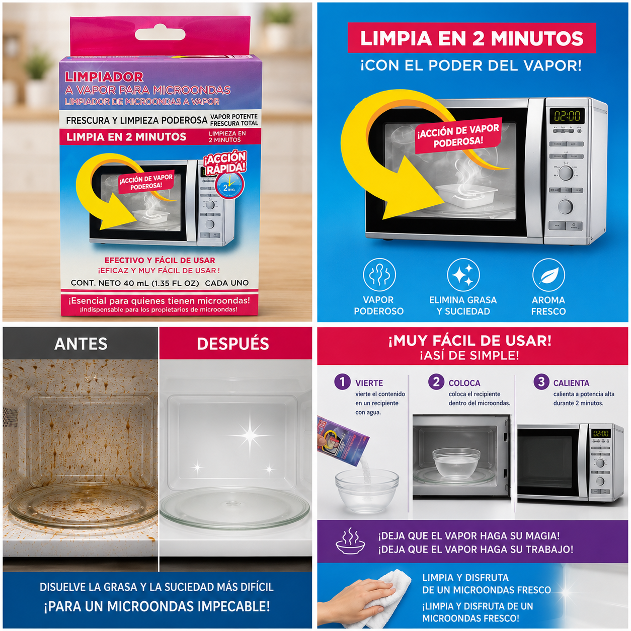 Limpiador de Microondas a Vapor (2 unidades)