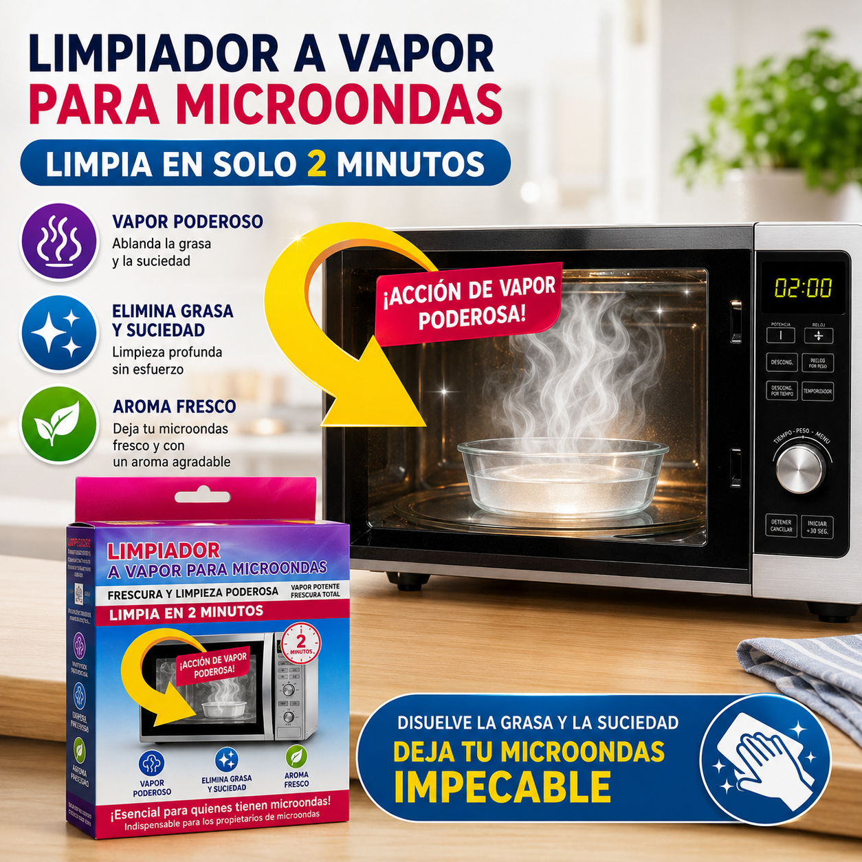 Limpiador de Microondas a Vapor (2 unidades)